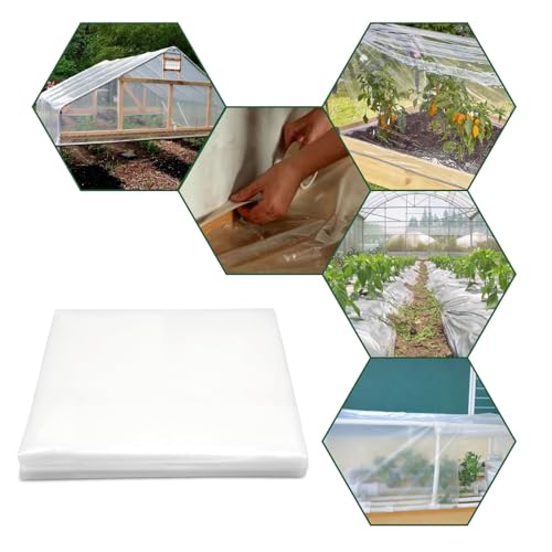 Ziamzra Gewächshausfolie Polyethylenfolie 2 x 6m Transparent Gewächshaus Folie Extra Dick Folie für Gewächshaus Polyethylen Reißfest für Folientunnel Abdeckfolie Tomatenhaus Gemüse Pflanzen