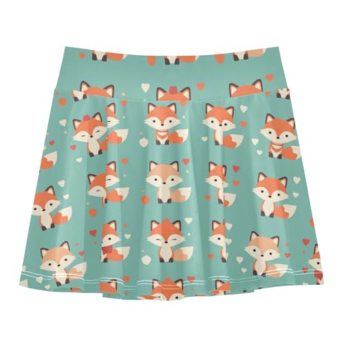 Cute Cartoon Foxes Girls Tennis Skirt with Built-in Shorts Skort for Little Girl Cheerleading Skirts2