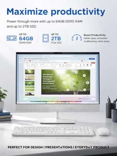 Image of Dell 24 Touchscreen All-in-One Desktop, Intel Ultra 7, 64GB RAM, 2TB SSD | 23.8 inch FHD Touch Display, Windows 11 Pro, Desktop Computer for Business & Creative Professionals, WiFi 7, Ai Copilot