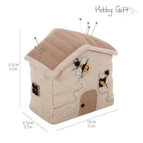 Hobby Gift Coussin à épingles en forme de ruche – En forme de maison, abeilles en feutre, dekoracja stołu autonome, couture, rzemieślnik, styl fantaisie 8,5 x 13 x 11,5 cm