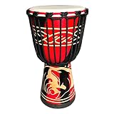 RUOSWTE 8'' Djembe Drum ,Solid Wood Carving, Hand Painting, Goat Drum Skin, Hand Drum, Bongo, Profes