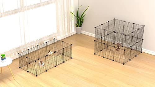 LANGXUN Schwarz FreigehegeInnengehege aus Metall Kleintierauslauf Kleintiergehege Kleintierk?fig f¨¹r Kaninchen, Meerschweinchen K?fig Gehege (43X32 12PCS)