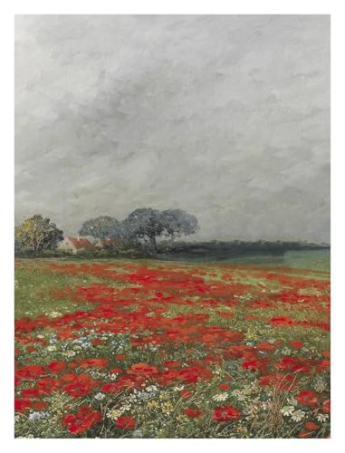 Affiche de champ de fleurs sauvages LEMST 50x70cm, peinture sur toile nature style croquis de forêt