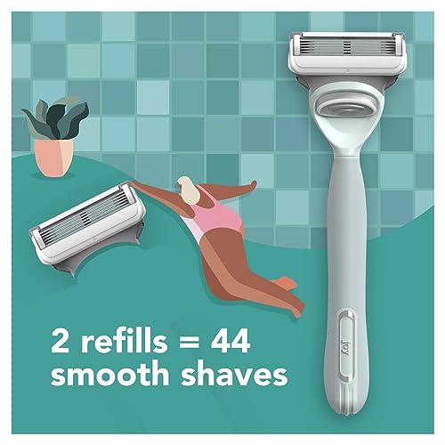 Joy Razors For Women, 1 Handle, 4 Razor Blade Refills, Teal, Lubrastrip To Help Avoid Skin Irritation #TOP3