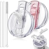 ANTAND 2er-Pack Deckel Auslaufsicher 40 oz für Stanley Quencher Cup Zubehör, 2026 Modell Vollständig Zerlegbar, Flip Straw Abdeckung Ersatzdeckel, BPA-frei, Reisesicher für Taschen & Auto