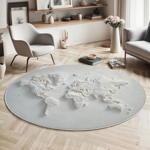 Tapis rond carte du monde antidérapant et super doux 80cm