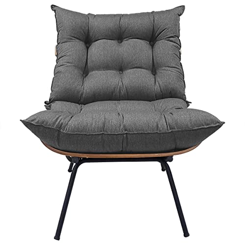 Poltrona Costela e Puff Costela - Moveis Roperi (Linho Grafite)