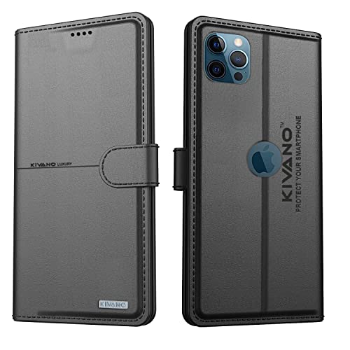 Image of KIVANO iPhone 12 Pro Max Professional Series Wallet Case | Luxurious Design | Premium | PU Leather Flip Case Back Cover | Magnetic Closure - Black