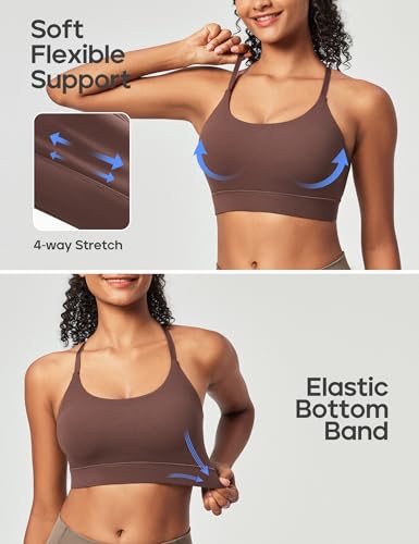 Image of Heathyoga Sports Bras for Women Adjustable Strappy Sports Bra Y-Back Low Impact Racerback Workout Bra with Removable Pads