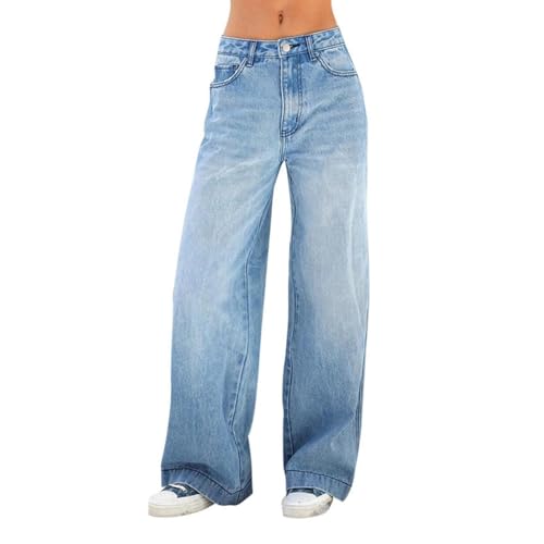 Sweatpant Jeans, 2025 High Waist Loose Wide Leg Sweatpants Jeans for Women, Straight Slim Jean Sweatpants Women Light Blue
