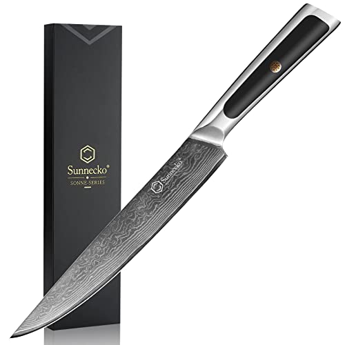 Sunnecko 8 Zoll Damast Kochmesser mit eingelegtem Griff – Ansicht 1