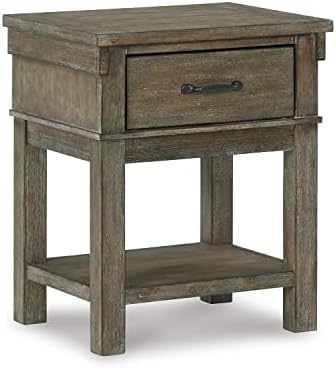 Signature Design by Ashley Shamryn Rustic 1 Drawer Nightstand, Grayish Brown