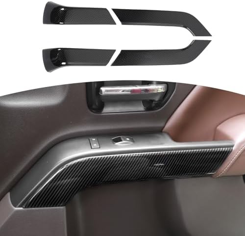 RT-TCZ Black Wood Grain Window Switch Panel Trim For Chevy Silverado 2019-2021 & GMC Sierra 2019-2022 (Double Cab)