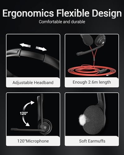 image for NUBWO HW02 USB Computer Headset with Clear Chat Microphone, Lightweigh