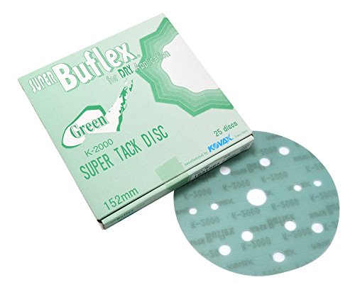 Eagle Abrasives Super Buflex Flexible Dry 6 inch Sanding Discs, Green K-2000, 15 Holes, Hook & Loop, 193-1565, 25 Discs