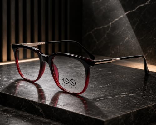 Image of Soft Square Optical Eyeglass Frame for Men & Women, Front with Metal Temples, Clear Demo Lenses, Lightweight Mixed Material Frame, Ribbed Temple Design for Prescription Lens Replacement
