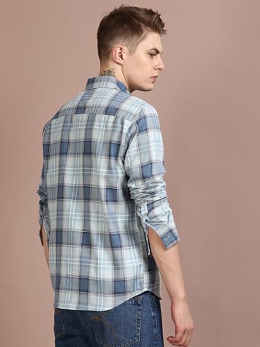 Image of StitchX Men's Full Sleeve Checkered Casual Spread Collar Cotton Shirt