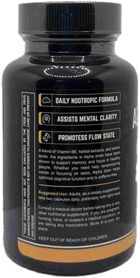 Miniatura 4 de Alpha Premium - Suplemento nootrópico para el cerebro 60 unidades para concentración, cerebro y apoyo de memoria, refuerzo cerebral para hombres y