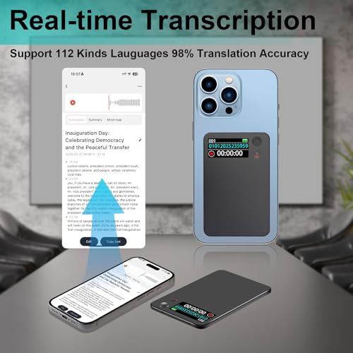 Image of AI Voice Recorder, Transcribe & Summarize by ChatGPT, Digital Recorder Device with Playback for Lectures, Meetings, Calls, Support 107 Languages, 64GB Memory, APP Control