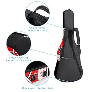 Housse imperméable pour guitare acoustique avec double bandoulière et poche Motif floral, Multicolore 08, 42.9×16.9×4.7… - Les Beatles, Paul McCartney, John Lennon, RIngo Starr, George Harrison Housse imperméable pour guitare acoustique avec double bandoulière et poche Motif floral, Multicolore 08, 42.9x16.9x4.7… – Image 3