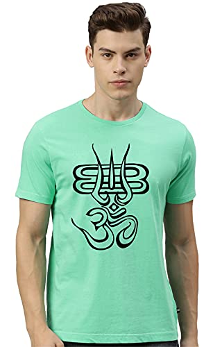 Image of Men's Black T-Shirt with Om Symbol Print, 100% Cotton