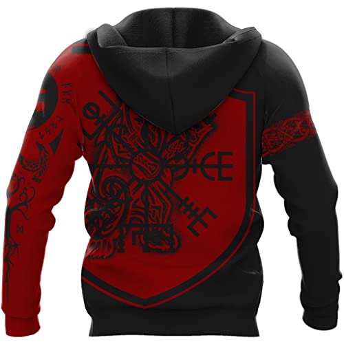 Pull à capuche Viking homme avec impression 3D Odin et sweat vintage à poche confortable