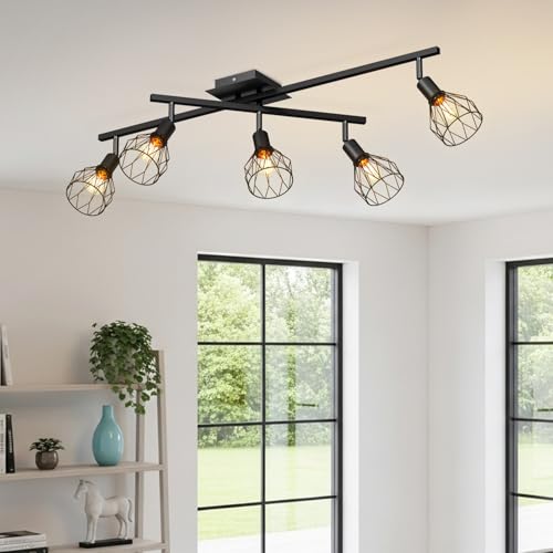 LVWIT Ceiling Lights,Ceiling Spotlights,Industrial 5 Way Kitchen Lights Ceiling,Adjustable E14 Black Ceiling Spot Lights,Indoor Spot Light for Living Room Lights Ceilings(NO Bulbs) - Cosy Home Interiors LVWIT Ceiling Lights,Ceiling Spotlights,Industrial 5 Way Kitchen Lights Ceiling,Adjustable E14 Black Ceiling Spot Lights,Indoor Spot Light for Living Room Lights Ceilings(NO Bulbs) - Image 3