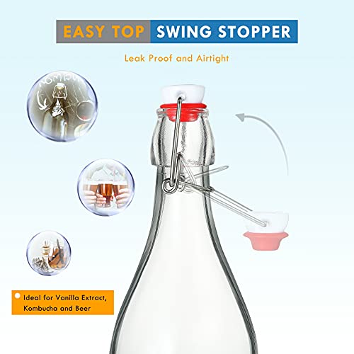 Image of YEBODA 32 oz Clear Swing Top Glass Bottles with Airtight Lids, 4 Pack