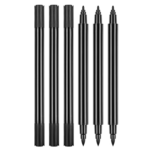 6Pcs Double End Fabric Marker for Clothing Hat Canvas Bag Shoes No Fading No Bleeding Waterproof Black Fabric Paint Pen Fabric Pen