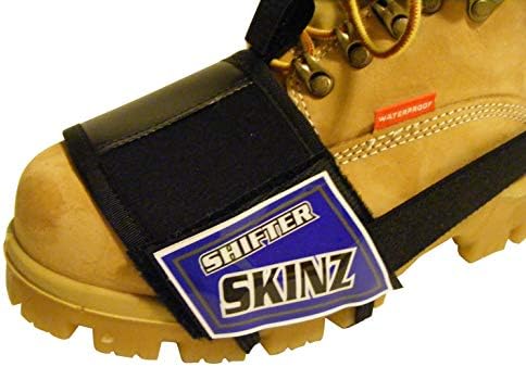 New Blue Style Shifter Skin Gear Shift Scuff Mark Shoe Boot Cover Protectors Revamped New Stronger Rubber Bottom Non Slip Sleeve Protector and New Stronger Heel Strap Along with a Leather Gripper Shifter Pad on Top Eliminate Motorcycle Gear Shifter Scuff Marks
