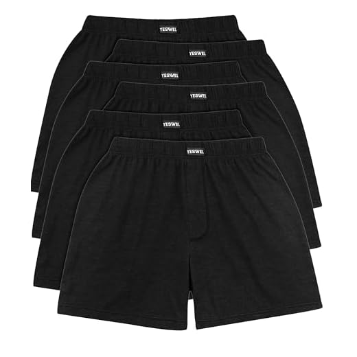 YESWEL 6er Pack Unterhosen Männer, Atmungsaktive Baumwolle Unterhosen Herren, Weit Retroshorts(Schwarz,XXL)
