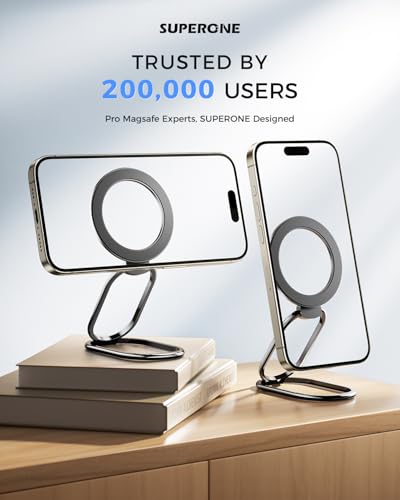 Image of [2025 Upgraded] Mag Safe Phone Ring Holder, SUPERONE Adjustable Magnetic Kickstand & Removable Phone Grip Compatible with Wireless Charging Only for iPhone 17 &16 & 15 & 14 & 13 & 12 Series - Black