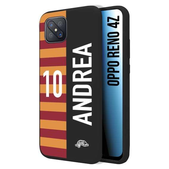 CUSTOMIZZA - Custodia cover nera morbida in tpu compatibile per Oppo Reno 4Z personalizzata calcio football nome e numero calciatori giallo rossi