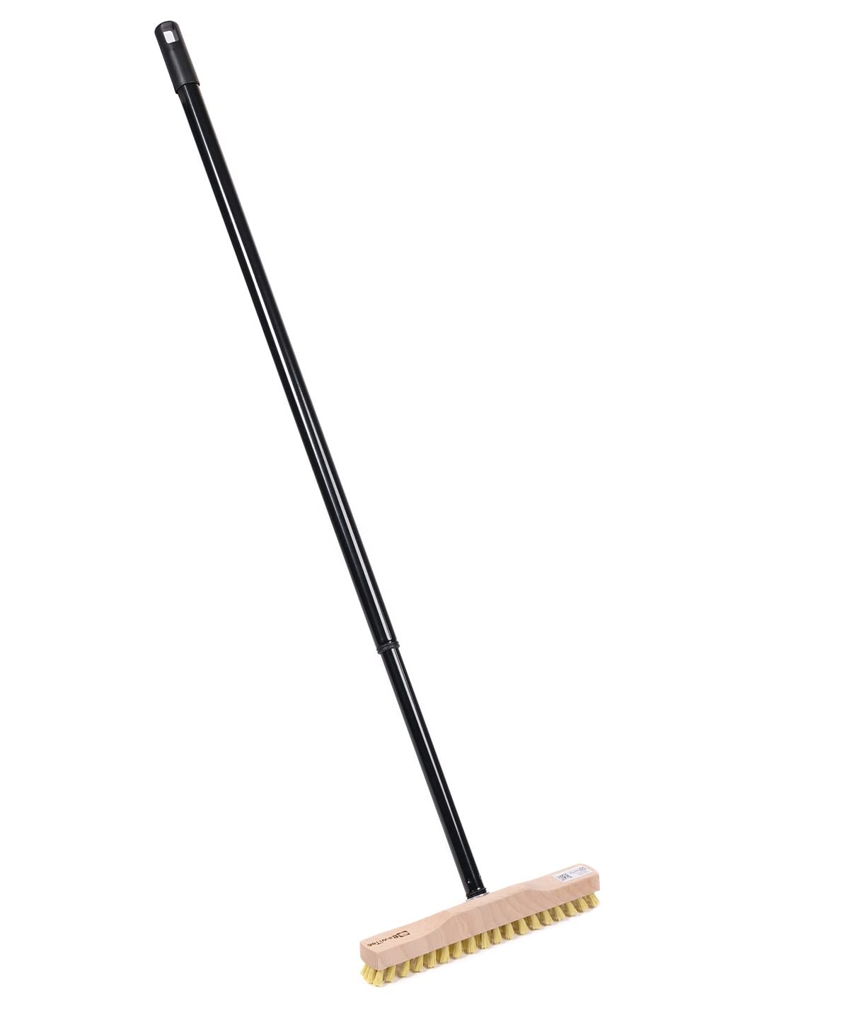 BawiTec Schrubber, Rheinischer Wischer, 28cm Breit, mit Metall-Teleskopstiel, Bodenschrubber, Schmale Form, Buchenholzkörper, MyprenFibre-Borsten, Haushaltsschrubber für Innen- und Außenbereich