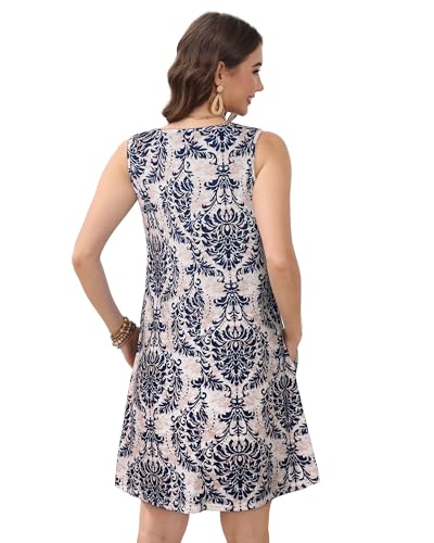 Image of CHICGAL Womens Summer Dresses Casual Sleeveless Loose T Shirt V Neck Sundress Swing Beach Cover Up with Pockets 2026
