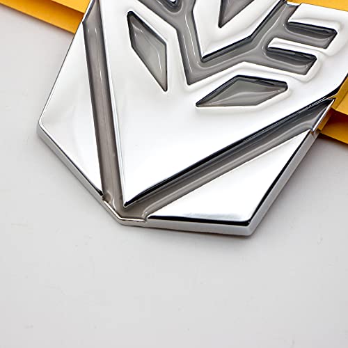 Silver Chrome 3D Metal Self-Luminous Transformers Decepticons Car Grille Emblem Logo Suv Auto Racing Coupe Front Hood Grill Badge #TOP6