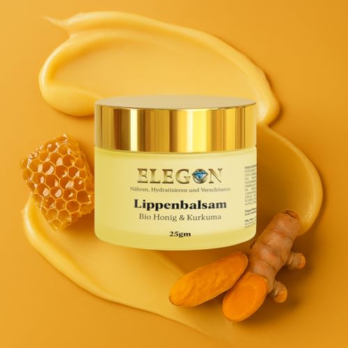 Elegon Lip Balm/Mask 25 gm, Bio Honey, Bio Turmeric, Germany Winter and snow lip protection, Soften lip skin curtail, long lasting moisturizes lips, reduce lip lines (anti-wrinkle), Fix rough and