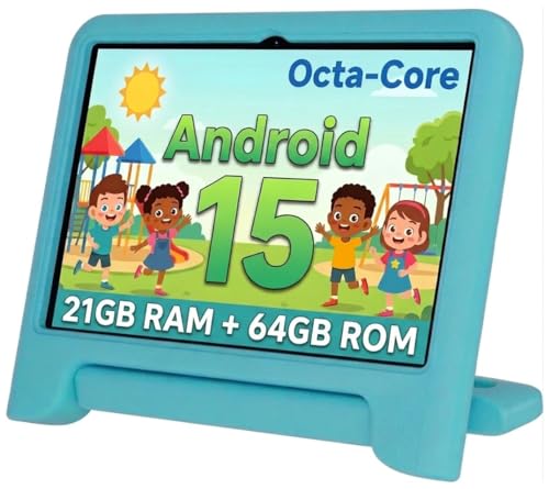 Image of Android 15 Kids Tablet 10.1 Inch, Octa-Core Processor, Case Included,Green | Built-in parental controls; Google Kid Space installed; 2.4G /5G dual-band WiFi; 21GB RAM 64GB ROM; For Ages 2-12 Toddler