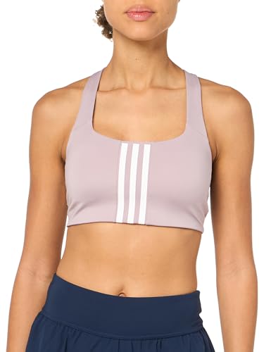 adidas Powerimpact 3-Stripes Training Medium Support Bra Sujetador Deportivo, Opaco, Higo preteñido, (Large) A/B Mujeres