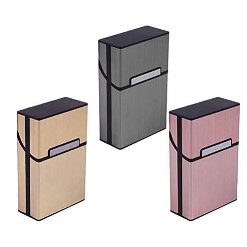 Preisvergleich Produktbild BSTQC 3Pcs Zigarettenetui Herren Aluminium Zigarettenetui aus gebürstetem Metall Automatische Auswurfbox