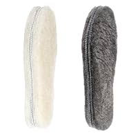 Riemot 2 Pairs Genuine Sheepskin Insoles - Winter Warm Fluffy Wool Insoles for Men and Women, Soft Cosy Furry Lambswool Fur Shoe Replacements for Snow Boots, Beige Grey EU39 (UK6)