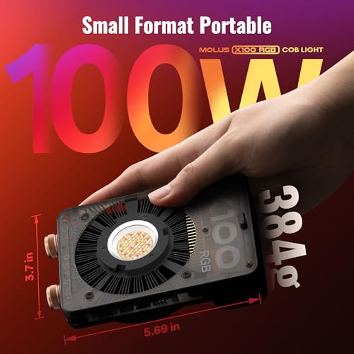 Image of ZHIYUN MOLUS X100 RGB PRO 100W Continuous Output Lighting [Official] V2 Upgraded Version Portable Video Light Handheld Professional Photography Lighting CRI≥95 TLCI≥97 2500K~10000K Only 384g (Black)