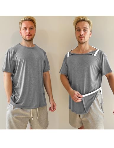 Shoulder Recovery Shirts Unisex-Post Shoulder of Short Sleeves with Hidden Snap Buttons on Sides4