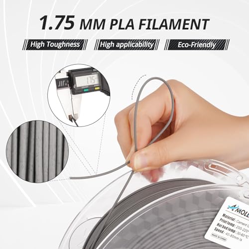 Image of AMOLEN PLA 3D Printer Filament, Cement Grey PLA Filament 1.75mm, Magic Stone Marble PLA 3D Printing Filament, 1kg Spool (2.2lbs), Dimensional Accuracy + /- 0.02 mm, Fit Most FDM Printer