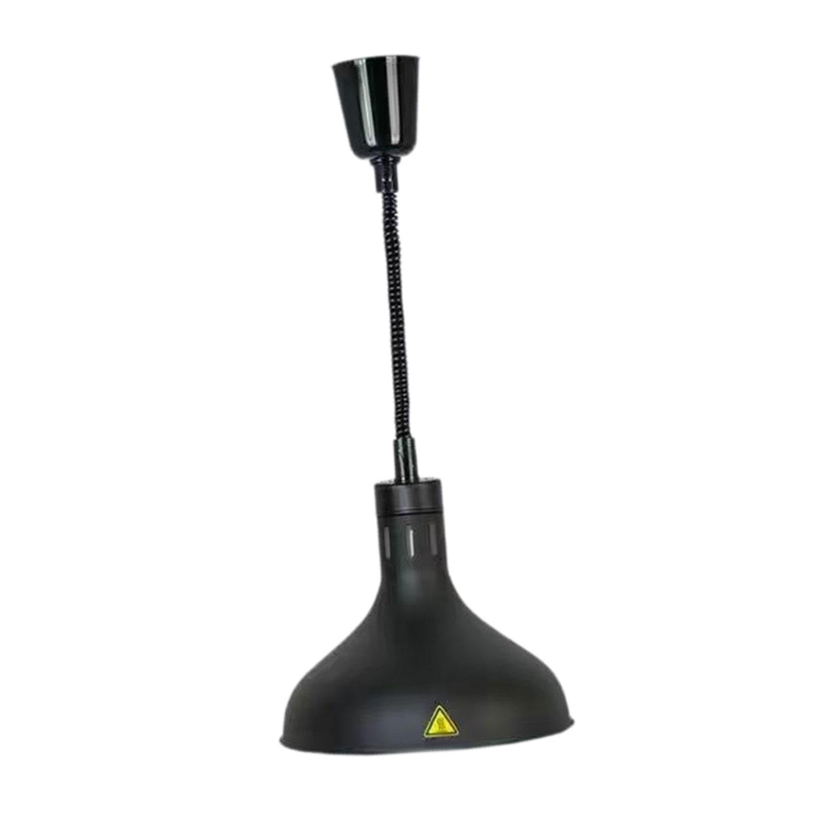 Lámpara Calefactora Extensible para Alimentos con Soporte de Techo Y Base E27 Acero Inoxidable para Buffet Restaurante Cafetería Cocina, Negro, Individual
