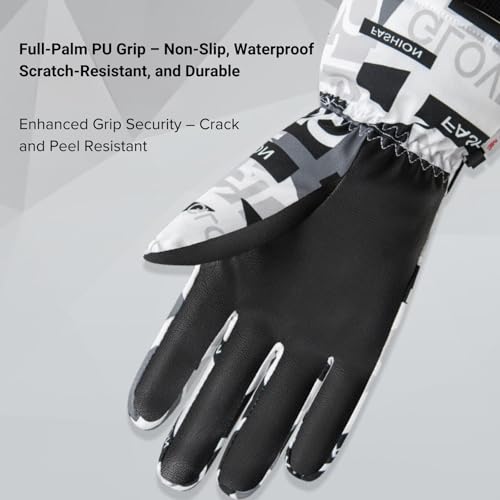 2THESTARS Waterproof Winter Gloves,Gray-White Blend,Medium - image 5