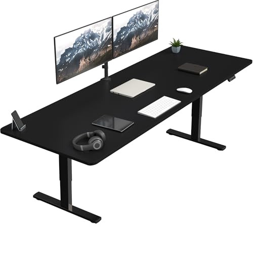 VIVO Large Electric 83 x 30 in Standing Desk, Memory Height Adjustment, 1B Series, Holds 220 lbs, Black Top Black Frame, DESK-KIT-1B8B