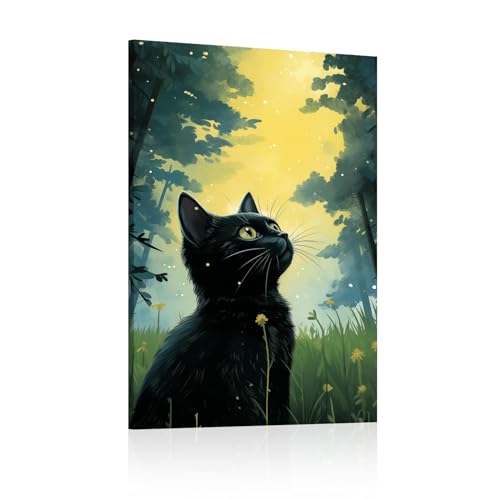 Poster chat noir lune cadre tableau déco murale ZMFBHFBH