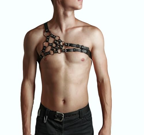 Gothic Chest Belt for Men Tough Guy Harness Chest Chain Adjustable Shoulder Belt Jewelry Body Chain Accessories Bar Party Clubwear