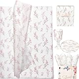 Floral Tissue Paper, White with Pink Gladiolus Flowers Pattern- 30 Sheets, 20x14 In, Gift Wrapping Tissue Paper for Gift Bags, Bouquet Packaging for Wedding Baby Shower DIY Crafts Birthday Party Decor